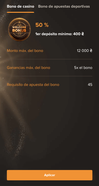 Oferta de bono de casino en Casino Sol Chile que otorga un 50% adicional por el primer depósito, con un requisito de apuesta de 45 veces el bono recibido.